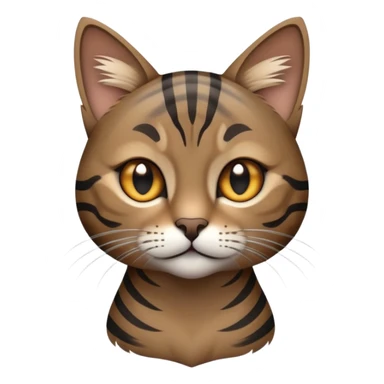 cinematic-noble-grey-and-black-brown-tabby-cat-portrait-emoji,-head-tilted-slightly-with-a-dramatic,-sleek-grey-brown-fur-with-dark-black-tabby-stripes,-sparkling-amber-eyes-barely-open,-simplified-yet-irresistibl sticker