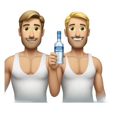 Two shirtless Caucasian men with vodka in hand sticker