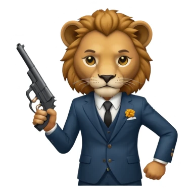 lion  gangster  with gun  sticker