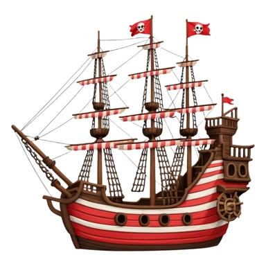 red and white lines pirate ships sticker