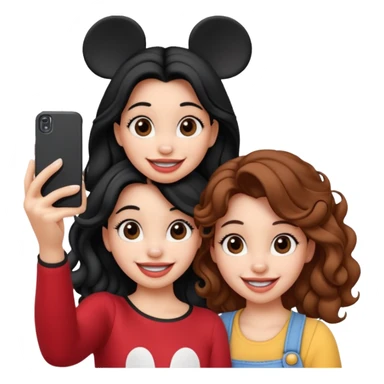Haz un dos chicad una la bella de Disney y la otra uo con el pelo rizado largo haciendose un selfie como si et UVI ETB en el perquè de isney sticker