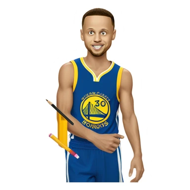 Stephen Curry with a pencil of his nose sticker