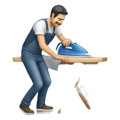 Man ironing jeans sticker