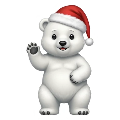 full body polar bear with christmas hat on sticker