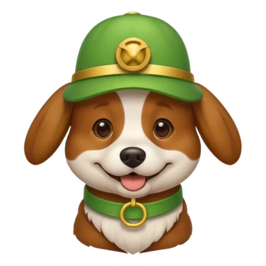 happy dog in a green propeller hat sticker