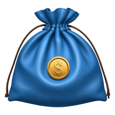 blue coins inside brown money bag sticker