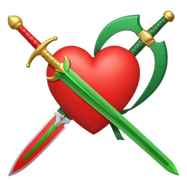 a red heart pierced by a green sword, with the text 'MODS' on a white ribbon sticker