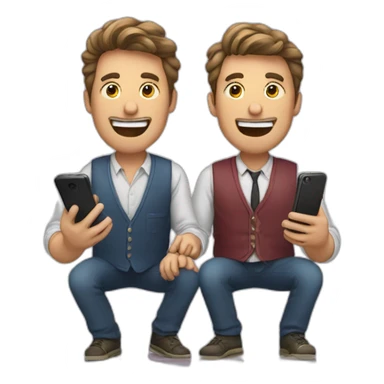 dois homens comemorando com celular sticker
