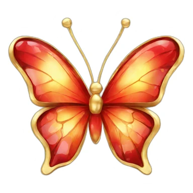 gold and red crystal butterfly jewel sticker