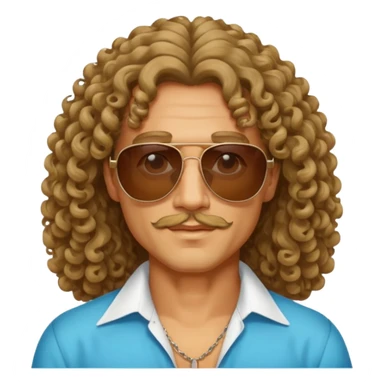 70s 80s men with long curly hair style  sticker