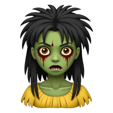 Faça uma menina de cabelo liso preto com franja zumbi cabelo longo 🧟‍♀️ faça ela assim sticker