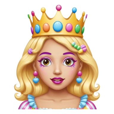 queen of the candyland, with candy makeup candy crown and just face sticker