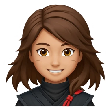 i need girl ninja smile with long brown hair sticker