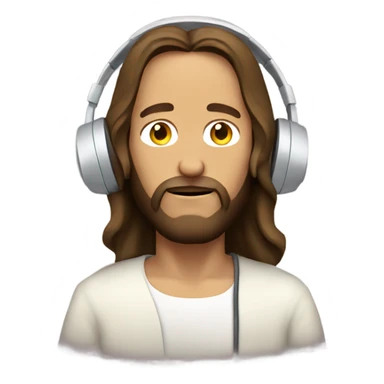 Jesus listening to headphones sticker