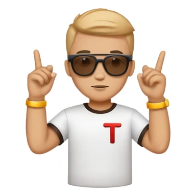 Cool gaming character with sunglasses and letter T sticker