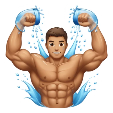 muscle biceps with water in the arms sticker