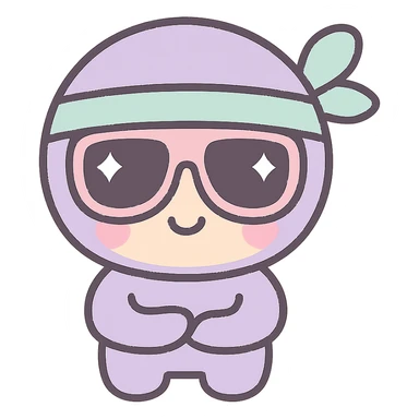 cute and simple ninja character wearing sunglasses sticker