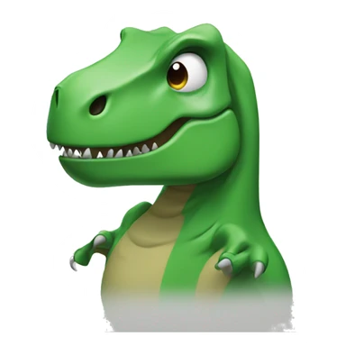 Green T-rex closing eyes with hands sticker