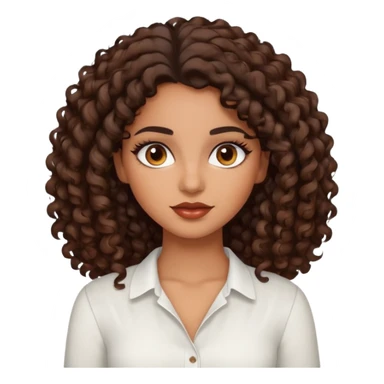brown girl, who has medium curly dark brown hair, brown eyes, latina makeup, white blouse  sticker