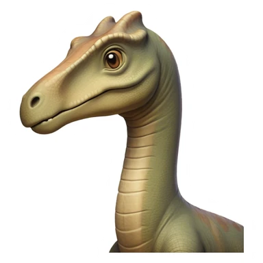Cinematic Noble Brachiosaurus Portrait Emoji, Poised and majestic, with a towering, elongated neck stretching gracefully from a robust, column-like body, a small, gentle head with curious eyes, and subtle, textured skin in earthy tones, Simplified yet sharply defined features, highly detailed, glowing with a soft, golden radiance, high shine, intelligent and serene, stylized with an air of prehistoric grandeur, focused and calm, soft glowing outline, capturing the essence of a watchful and confident Brachiosaurus that appears ready to gracefully emerge from the screen with effortless power! sticker