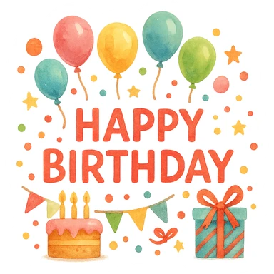 watercolor style festive mood on your birthday sticker