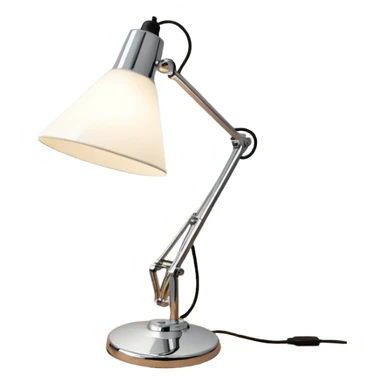 Lamp Poul Henningsen for Louis Poulsen PH 2/1 table lamp in white and chrome on a desk  sticker