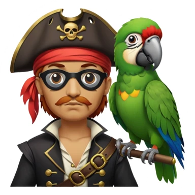 pirate with eye patch and parrot sticker