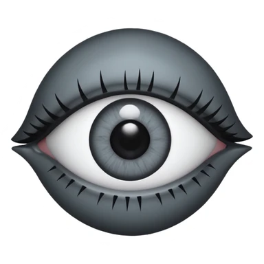 Minimal emoji, gothic futuristic eye, cold grey sclera, the pupil is fully replaced by a solid black number 8 eight, occult cyber aesthetic, sharp clean lines, flat emoji design, centered, transparent background sticker