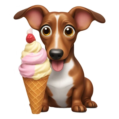 wiener dog eating ice cream sticker