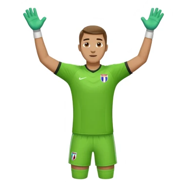 soccer goalkeeper green shirt, shorts, socks, football boots arms up sticker