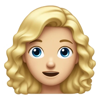 Girl with wavy blonde hair and blue eyes slapping her face sticker