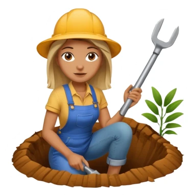 woman digging a hole to poop in sticker