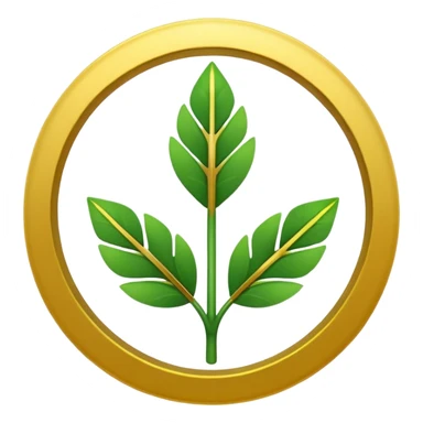 "A simple, strong, rounded arrow pointing upwards, encased within a circle made of two green, curved leaves. Use bright, contrasting colors (green and yellow/gold) for vitality. Minimalist 32x32 pixel emoji icon. Transparent background." sticker