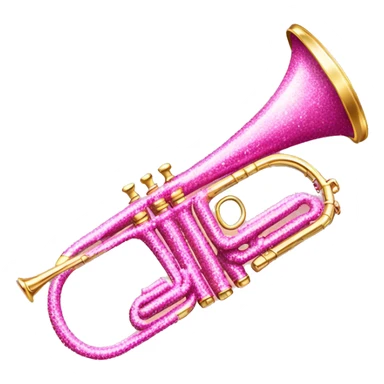 Pink glittery sparkling trumpet tooting sticker