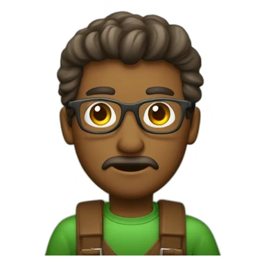 hombre con lentes y un peinado color marrón clásico de lado, apuntando hacia el frente de medio lado mientras guiña un ojo , usando una franela balnca con dordes verdes sticker