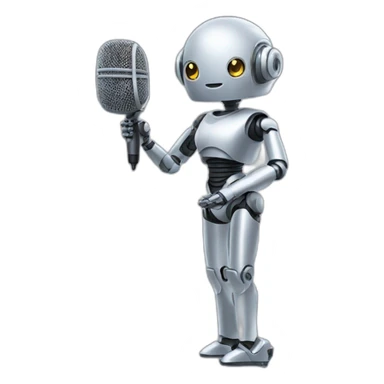 robot woman holding microphone sticker