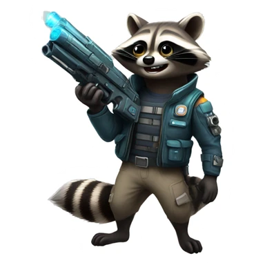 Raccoon with super hyper space gun sticker