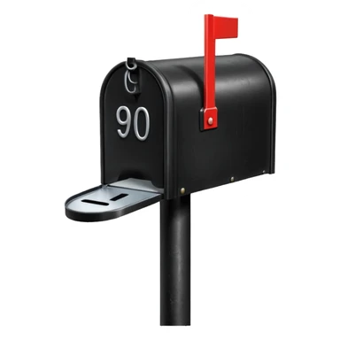 black mailbox with №90210 on black post sticker