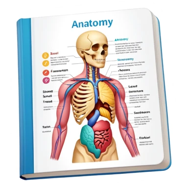 anatomy textbook with human body diagram on cover sticker