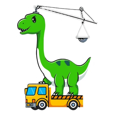 Crane lifting dinosaur sticker