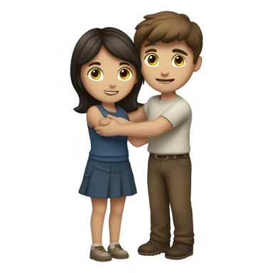 brunette boy and brunette girl hugging sticker
