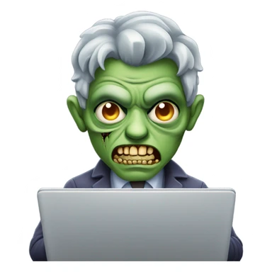 Handsome Zombie typing on laptop evil sticker