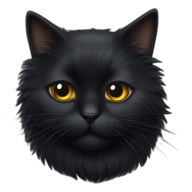 fluffy black cat squinting sticker