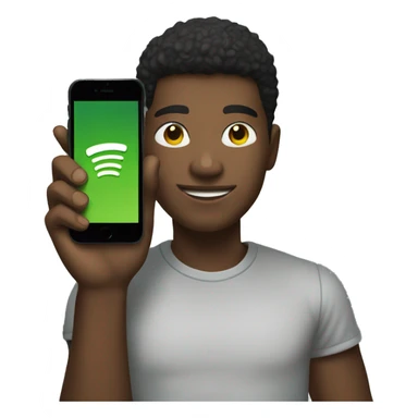 young man holding phone with spotify app  sticker
