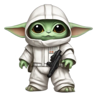 baby yoda in storm trooper onesie sticker