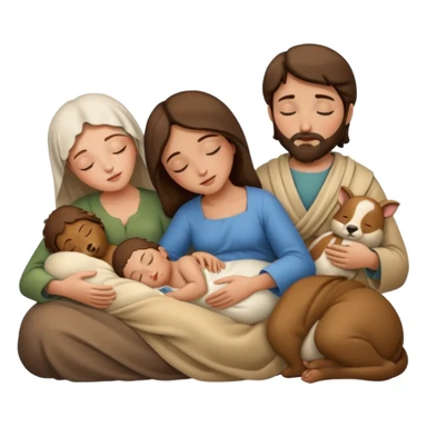 Femme Marie, homme Joseph, et le petit bébé Jesus, et les animaux font tous dodo sticker