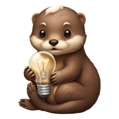 otter hugging one lightbulb sticker