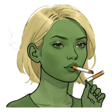 Blond girl with stop smoking  sticker