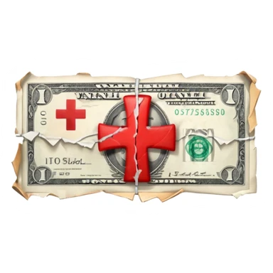 a money billet with a red cross through, like for free sticker