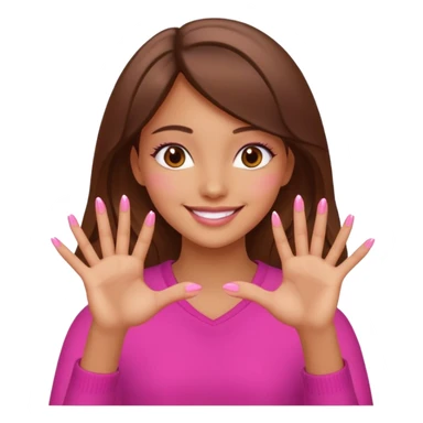 Smiling girl doing the Japanese  heart sticker